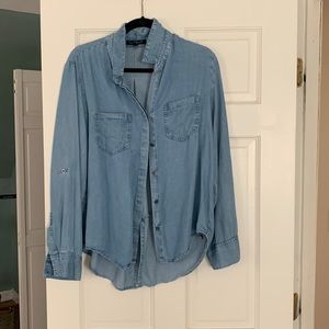 Velvet heart denim blouse